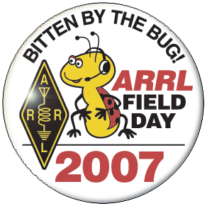 ARRL 2007 Field Day Logo. Use here in accordance with ARRL published policy. See http://www.arrl.org/contests/announcements/fd/ : 'These logos (two versions of each offered below) may be used in club newsletters, flyers, or on club Web sites. Permission is required for any other use. To request permission to reproduce this work, send your name and contact information, along with a brief description of the intended use, to: ARRL Editorial and Production Manager, 225 Main St, Newington, CT 06111; e-mail permission@arrl.org.'