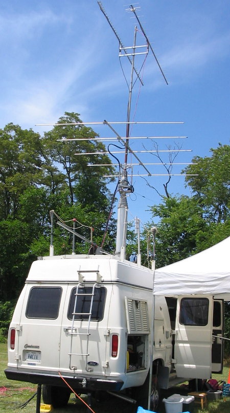 The VHF-UHF antennas ready to to pumped up. Photograph by Meg Gentges - AI4UX of Great Falls, VA.
