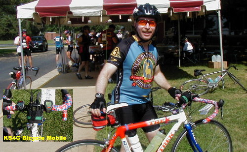Steve Green - KS4G operating Bicycle Mobile stops at Hillsboro for a break. Photo by Norm Styer - AI2C de Clarkes County, VA.