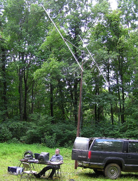 Tom Dawson - WB3AKD monitoring and recording payload signals. By Denny Boehler - KF4TJI of Leesburg, VA.