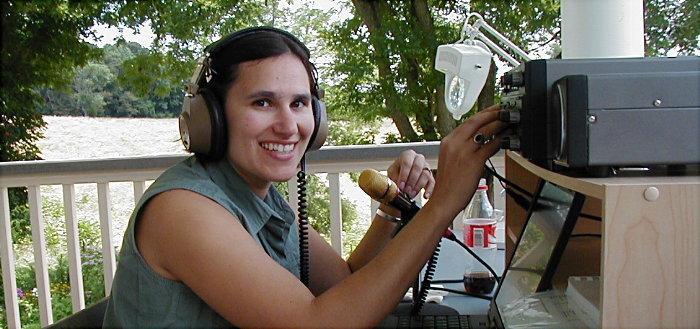 KG4RDI - Hilary Unger on 40M Phone on Sunday. Photograph by Norm Styer - AI2C of Clarkes Gap, VA.