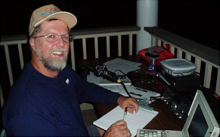 Karl Hamilton - KI4BDS in the middle of the night on 75M Fone. Photograph by Norm Styer - AI2C de Clarkes Gap, VA.