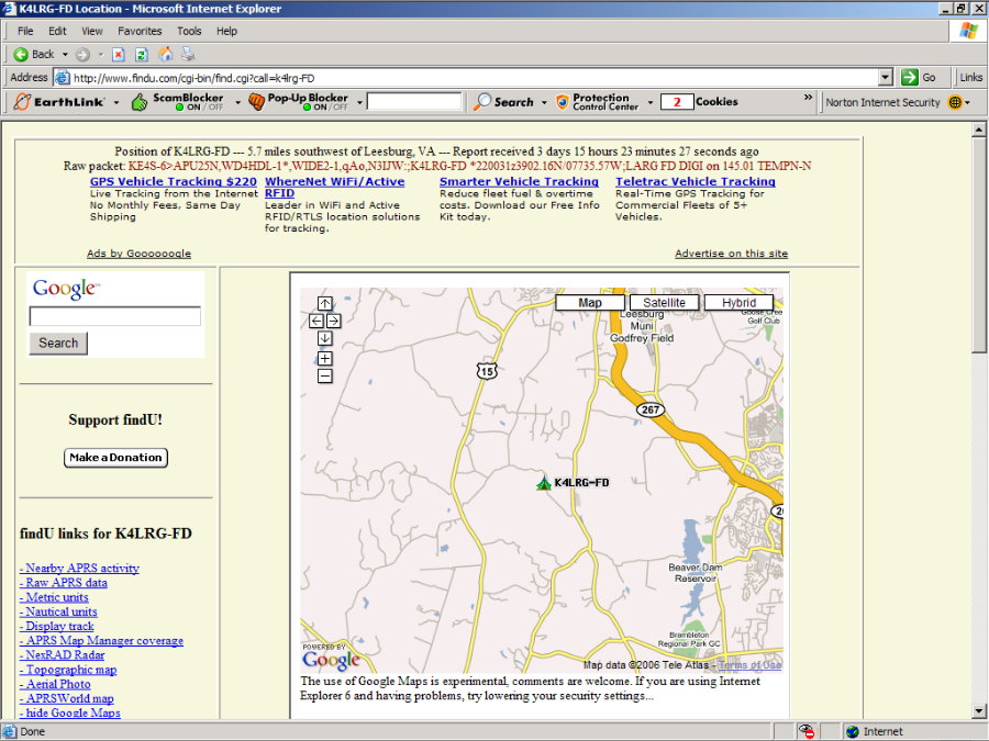 Obtained off Internet via FindU Program by Norm Styer - AI2C de Clarkes Gap, Virginia.