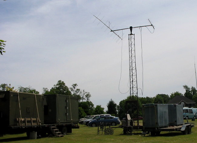 The Multi-shetler Communications System of Tom Dawson - WB3AKD. Photograph by Meg Gentges - AI4UX of Great Falls, VA.