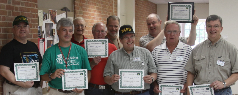On the occasion of the Loudoun Amateur Radio Group's August 2009 Monthly Meeting, Jeff Slusher, KE5APC, Chairman of the 2009 LARG K4LRG Field Day Committee, recognized the following members, families and friends for their outstanding support and performance for a very successful 2009 K4LRG Field Day Operation. Photograph by Norm Styer - AI2C de Clarkes Gap, Virginia.