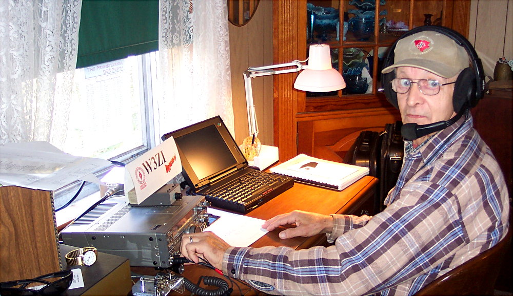 Norm Styer - AI2C at his 40M SSB station. Photograph by Bill Buchholz - K8SYH of Potomac Falls, Virginia.