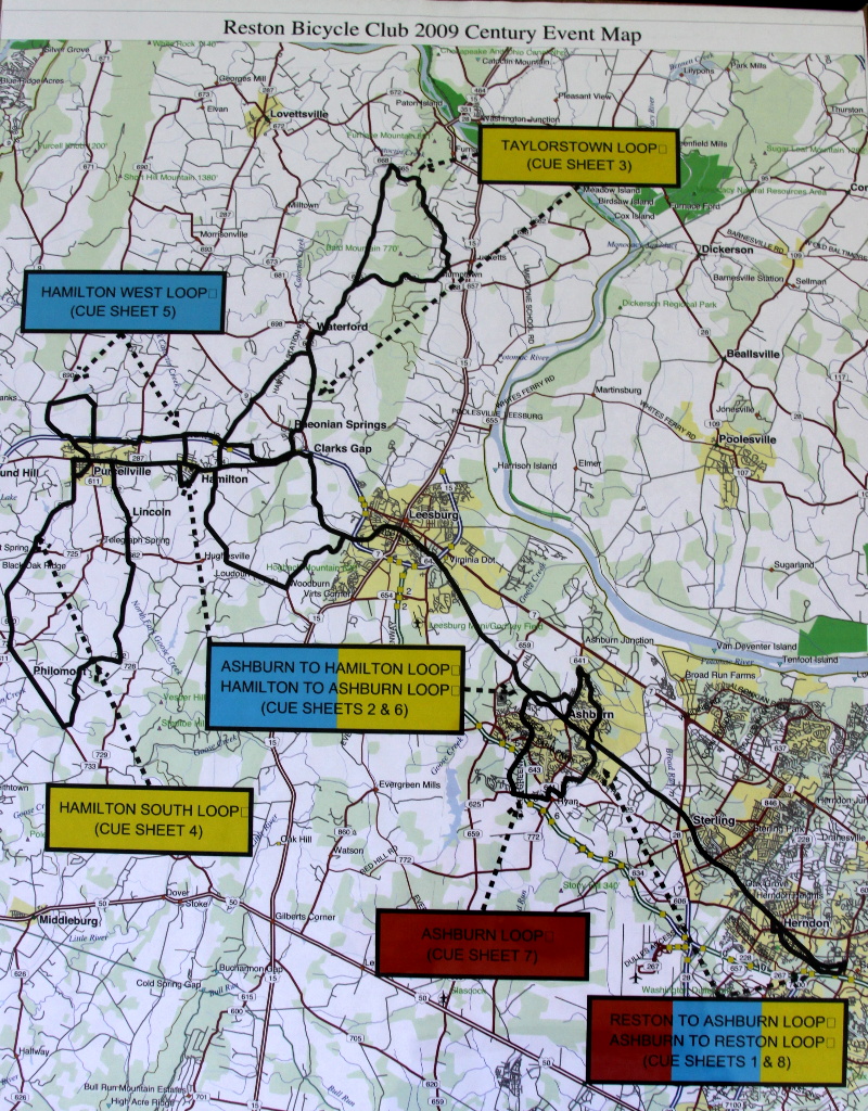 Master Reston Century 2009 Route Map. Photograph by Norm Styer - AI2C de Clarkes Gap, Virginia.
