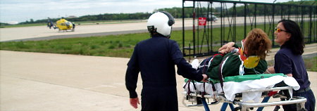 Patients are prepared for air evac. Photograph by Norm Styer - AI2C de Clarkes Gap, VA.