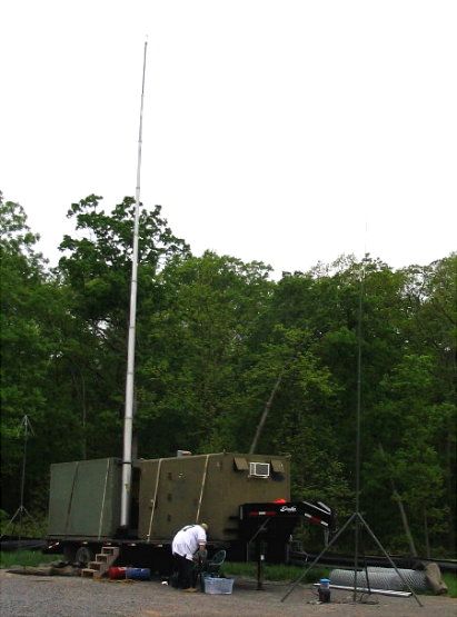 The mobile communications shelters provided by Tom Dawson - WB3AKD and set up within 400-yards of the crash site. Photograph by Tom Dawson - WB3AKD.