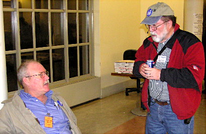 Dave Mullins - K4ARP  and Buddy Brewer - K4CJB chat while waiting for the start of the first show. Photograph by Denny Boehler - KF4TJI of Leesburg, Virginia.