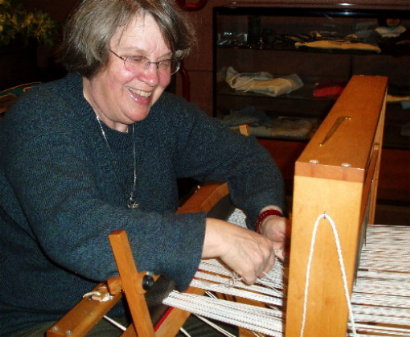 The Weaver - Mariyln Harrington of the Waterford Weavers Guild sets up shop in the lbby of the Loudoun County Government Center. Photograph by Norm Styer - AI2C of Clarkes Gap, Virginia.
